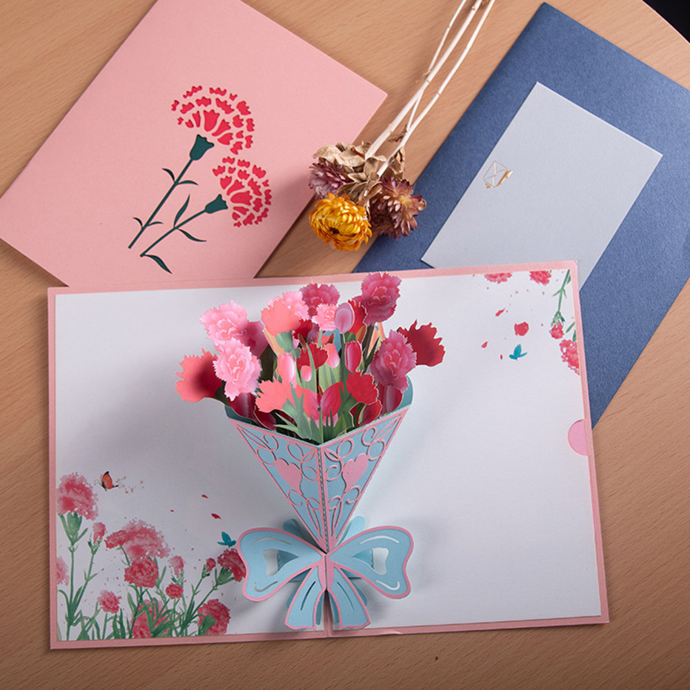 3D Small Fresh Flowers Greeting Card With Envelope